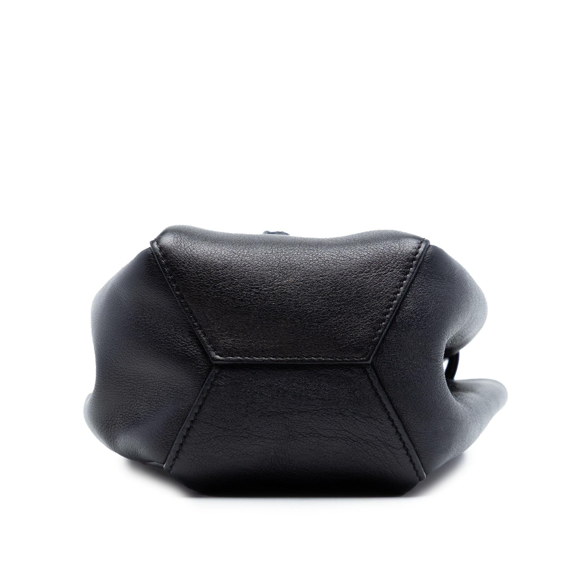 Saint Laurent Mini Leather Monogram Embellished Bourse Bucket Bag