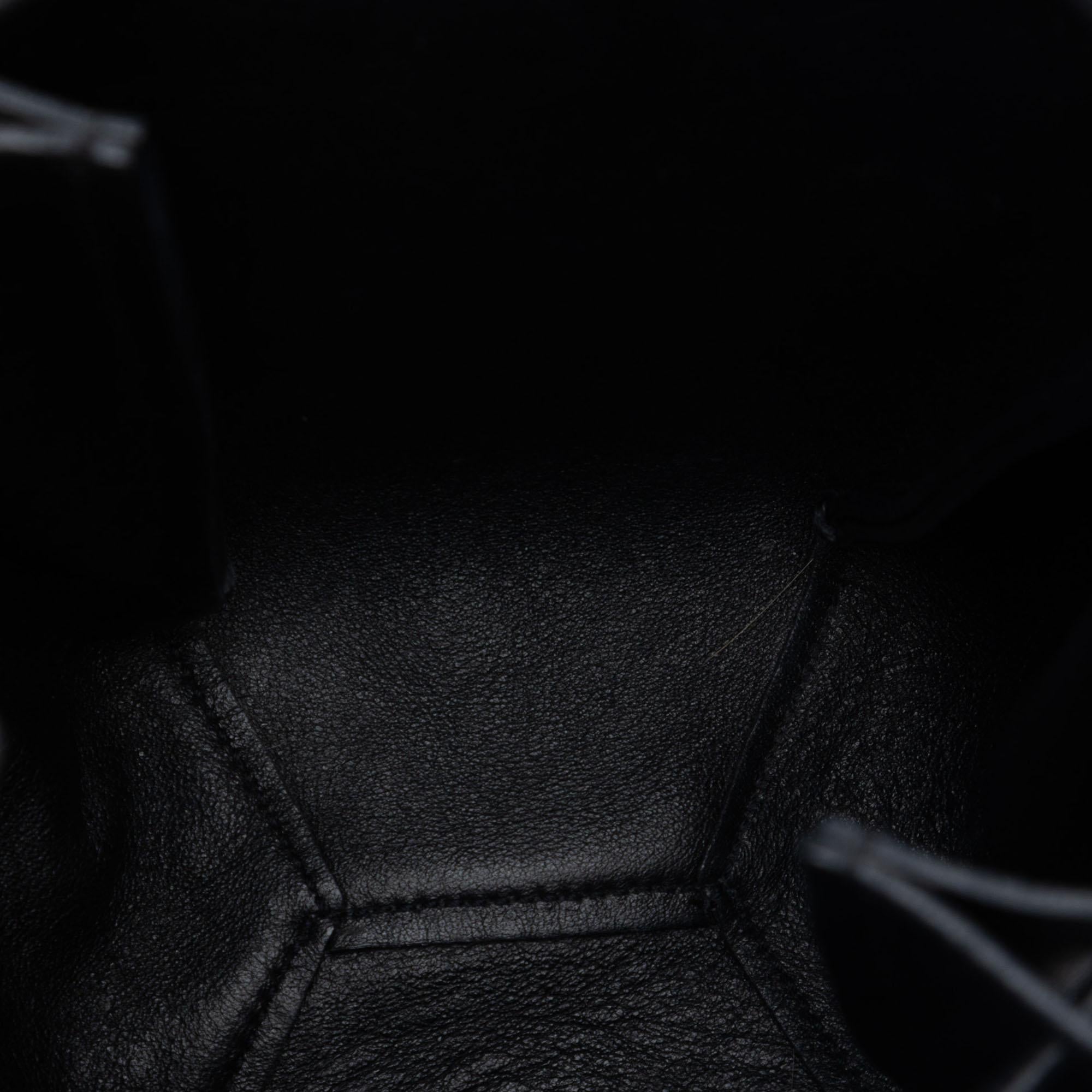 Saint Laurent Mini Leather Monogram Embellished Bourse Bucket Bag