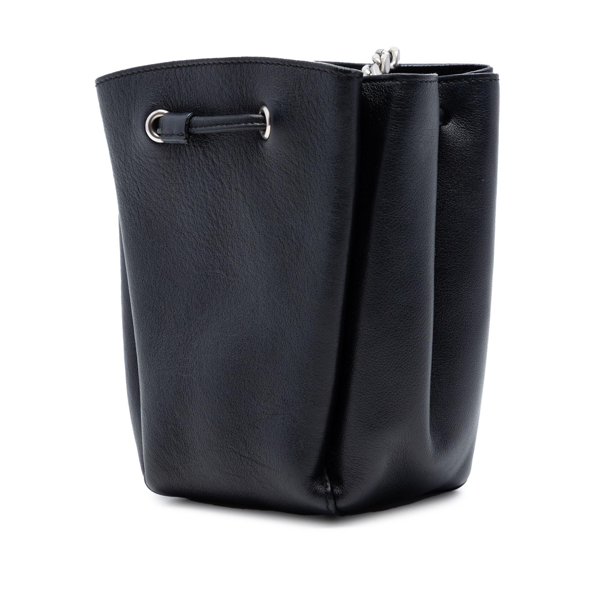 Saint Laurent Mini Leather Monogram Embellished Bourse Bucket Bag