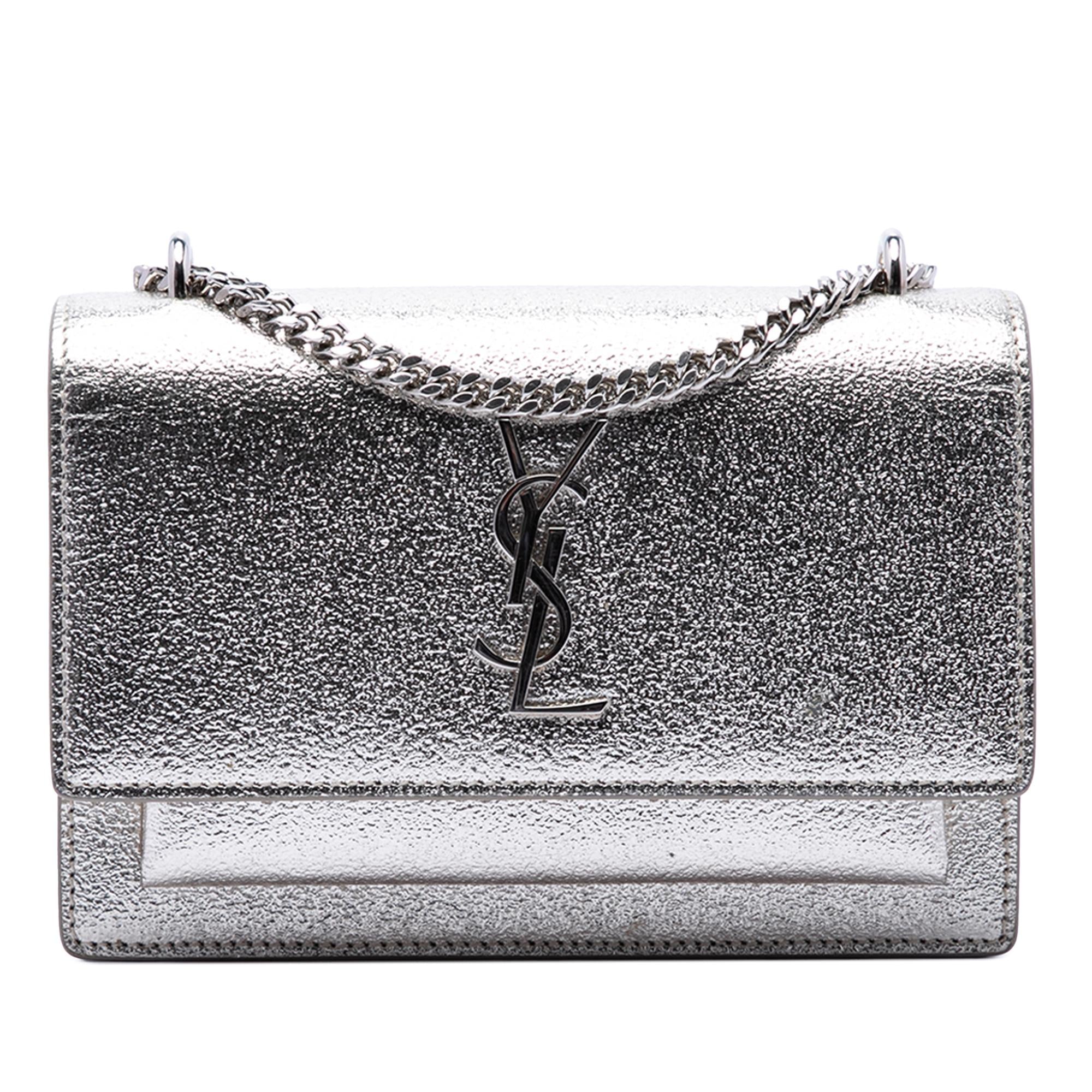 Saint Laurent Mini Metallic Calfskin Monogram Sunset Wallet on Chain