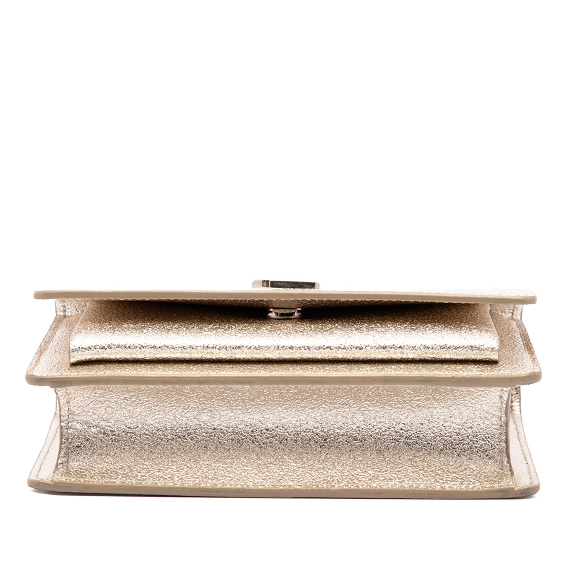 Saint Laurent Mini Metallic Calfskin Monogram Sunset Wallet on Chain