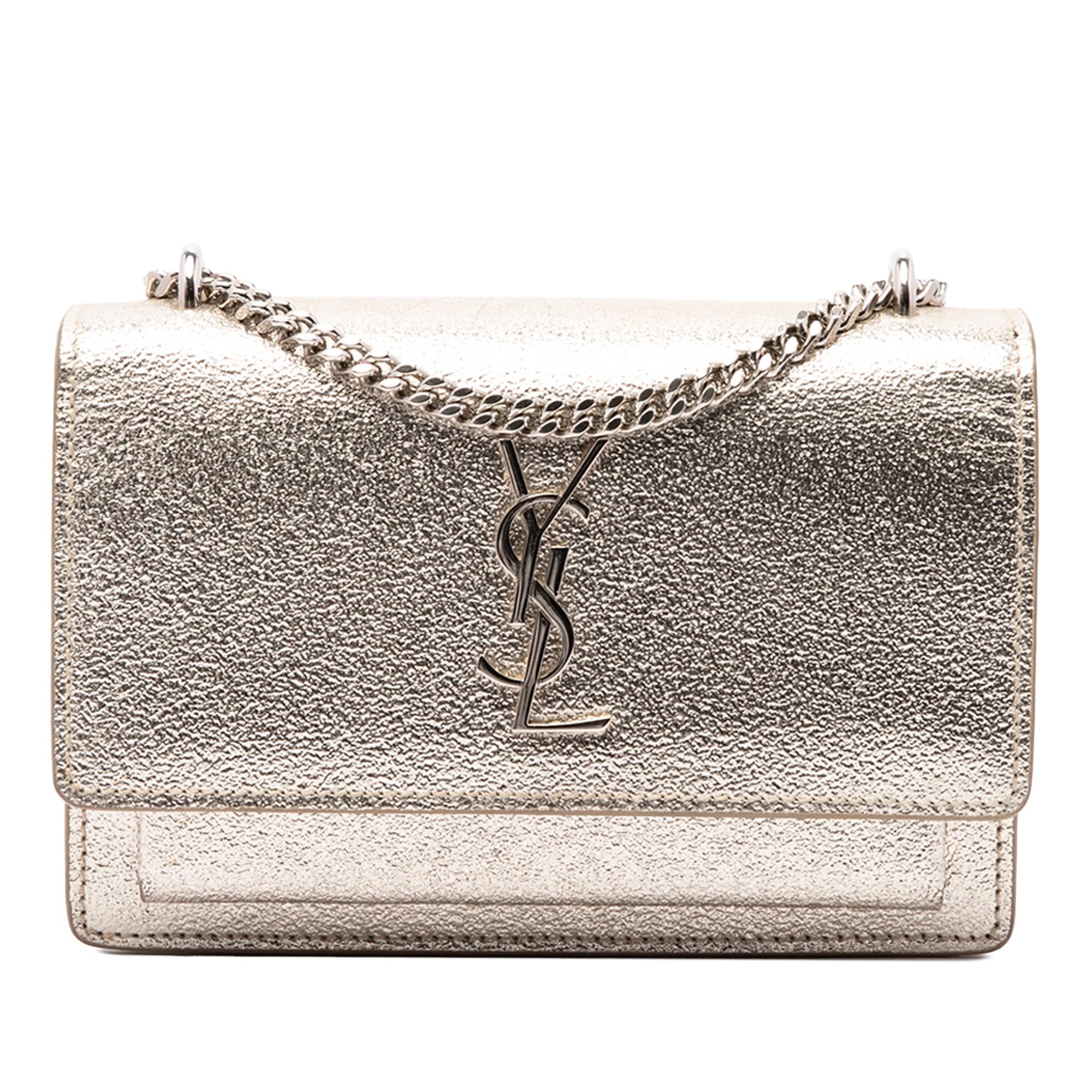 Saint Laurent Mini Metallic Calfskin Monogram Sunset Wallet on Chain
