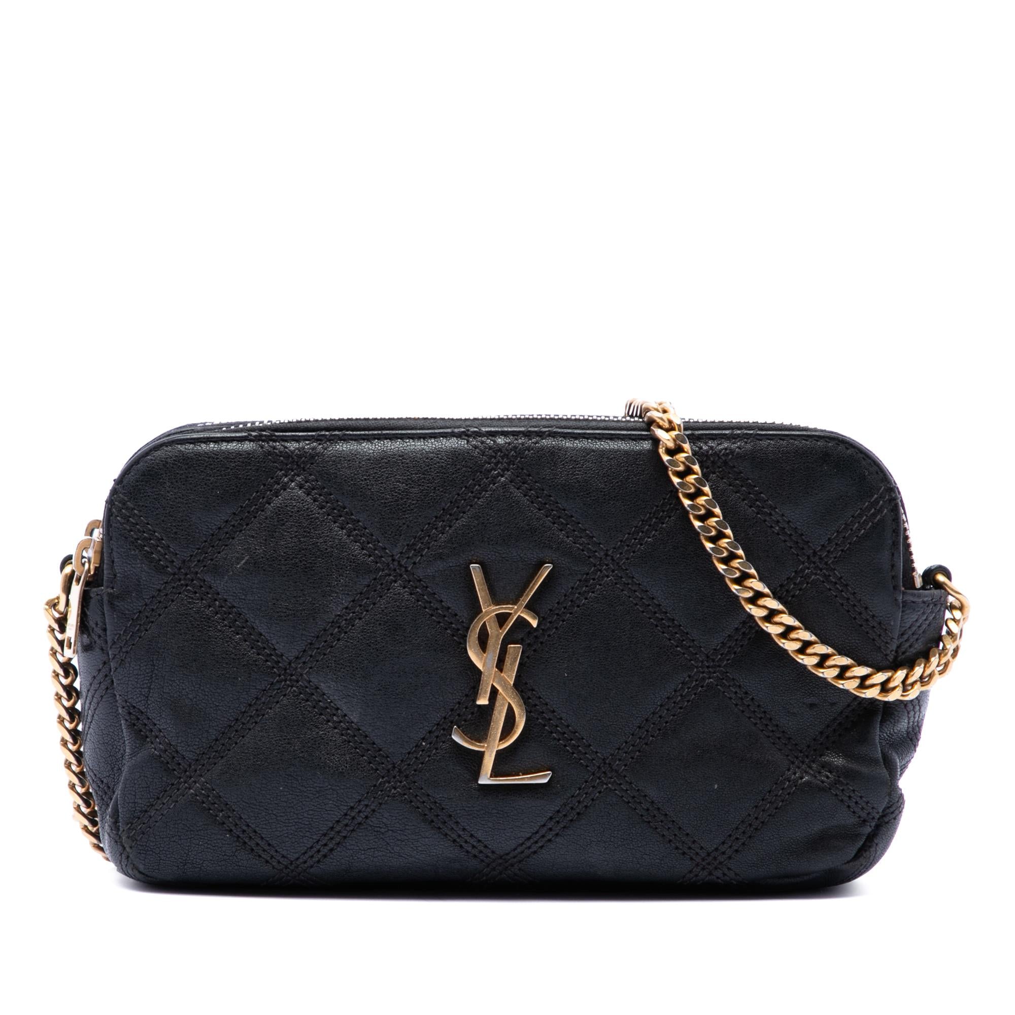 Saint Laurent Mini Quilted Lambskin Becky Double Zip Crossbody