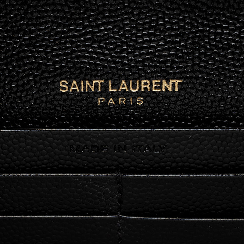 Saint Laurent Mixed Matelasse Calfskin Monogram Chain Wallet (SHF-q01O3t)