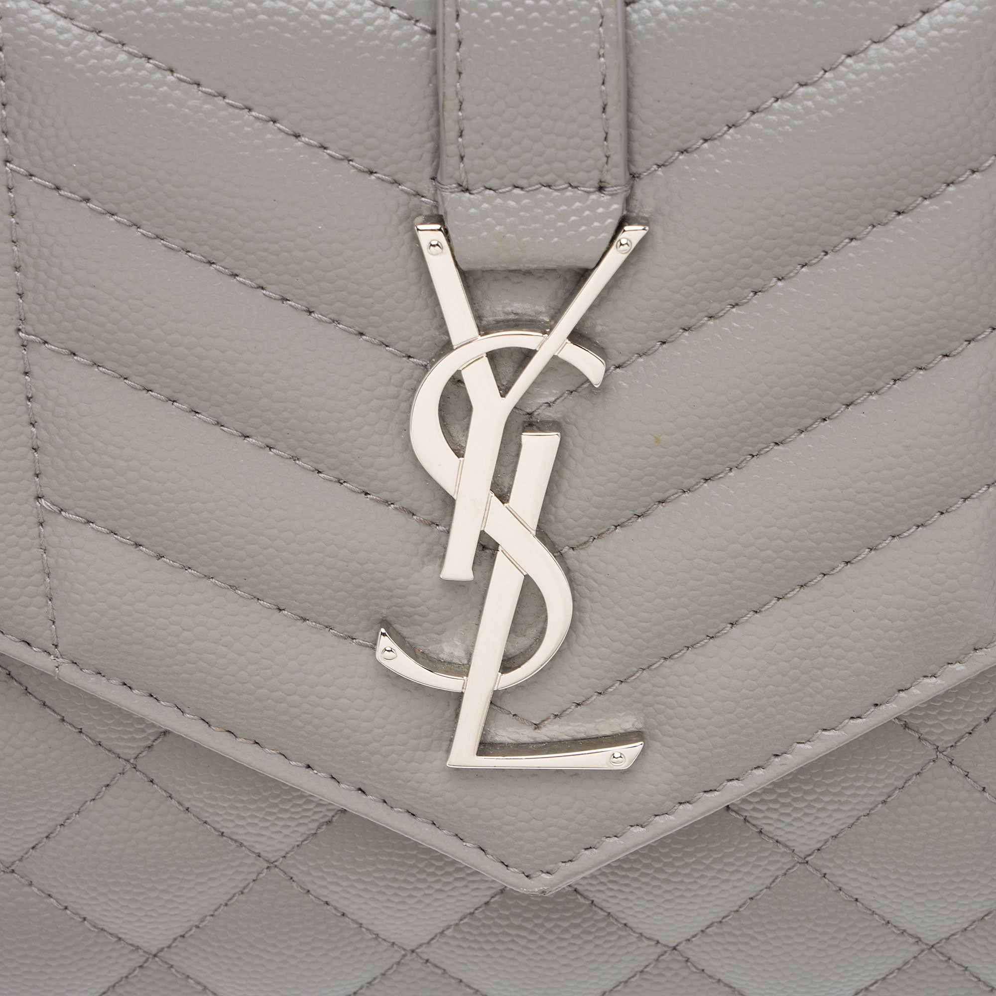 Saint Laurent Mixed Matelasse Grain de Poudre Monogram Chain Wallet