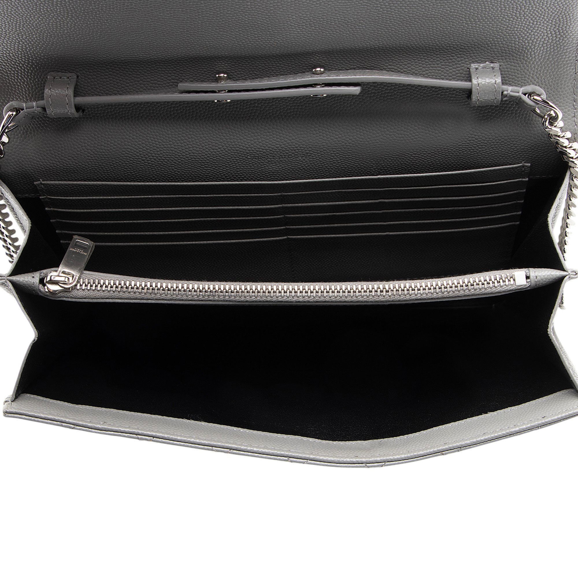 Saint Laurent Mixed Matelasse Grain de Poudre Monogram Chain Wallet
