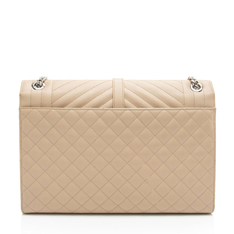 Saint Laurent Mixed Matelasse Grain de Poudre Monogram Large Envelope Bag (SHF-MsCt3J)