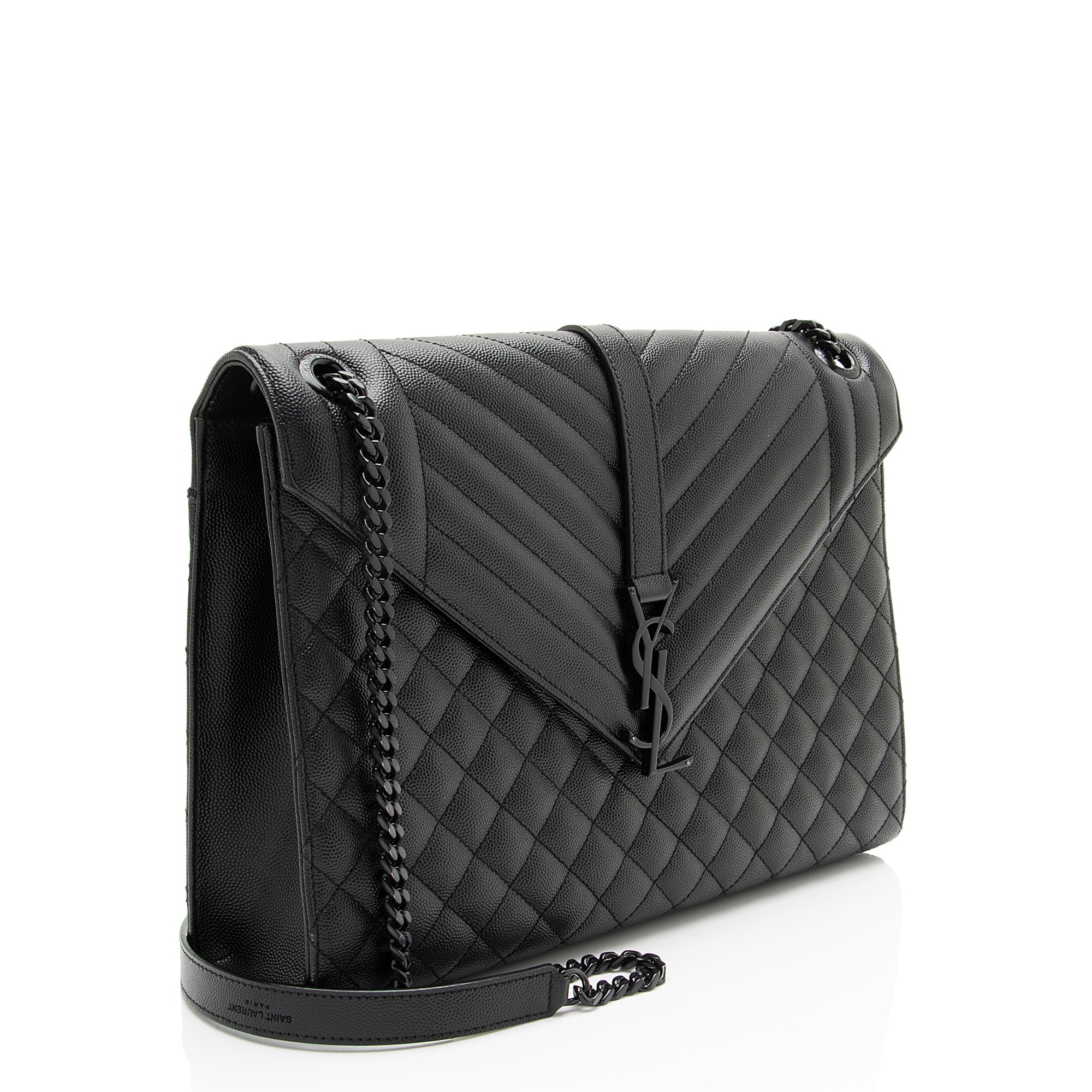 Saint Laurent Mixed Matelasse Grain de Poudre Monogram Large Shoulder Bag