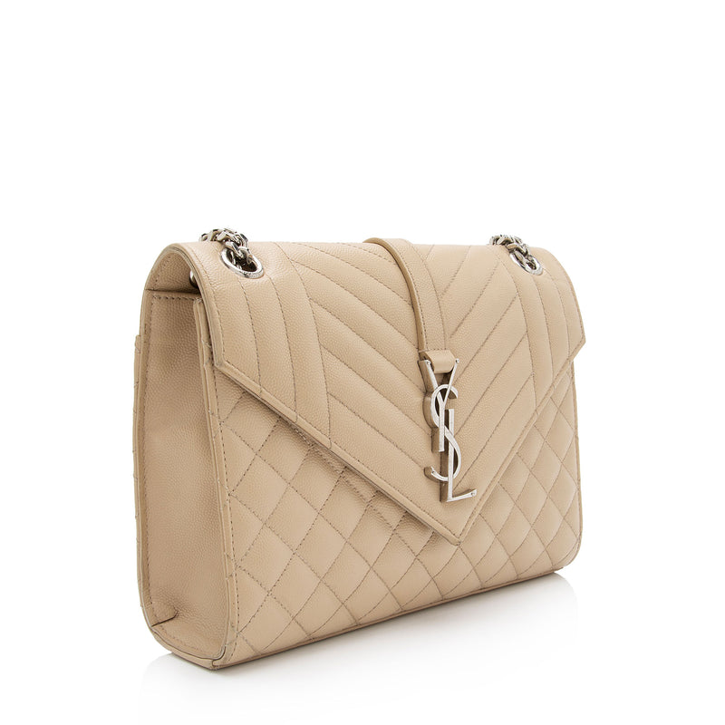 MEDIUM ENVELOPE IN QUILTED GRAIN DE POUDRE LEATHER, Saint Laurent