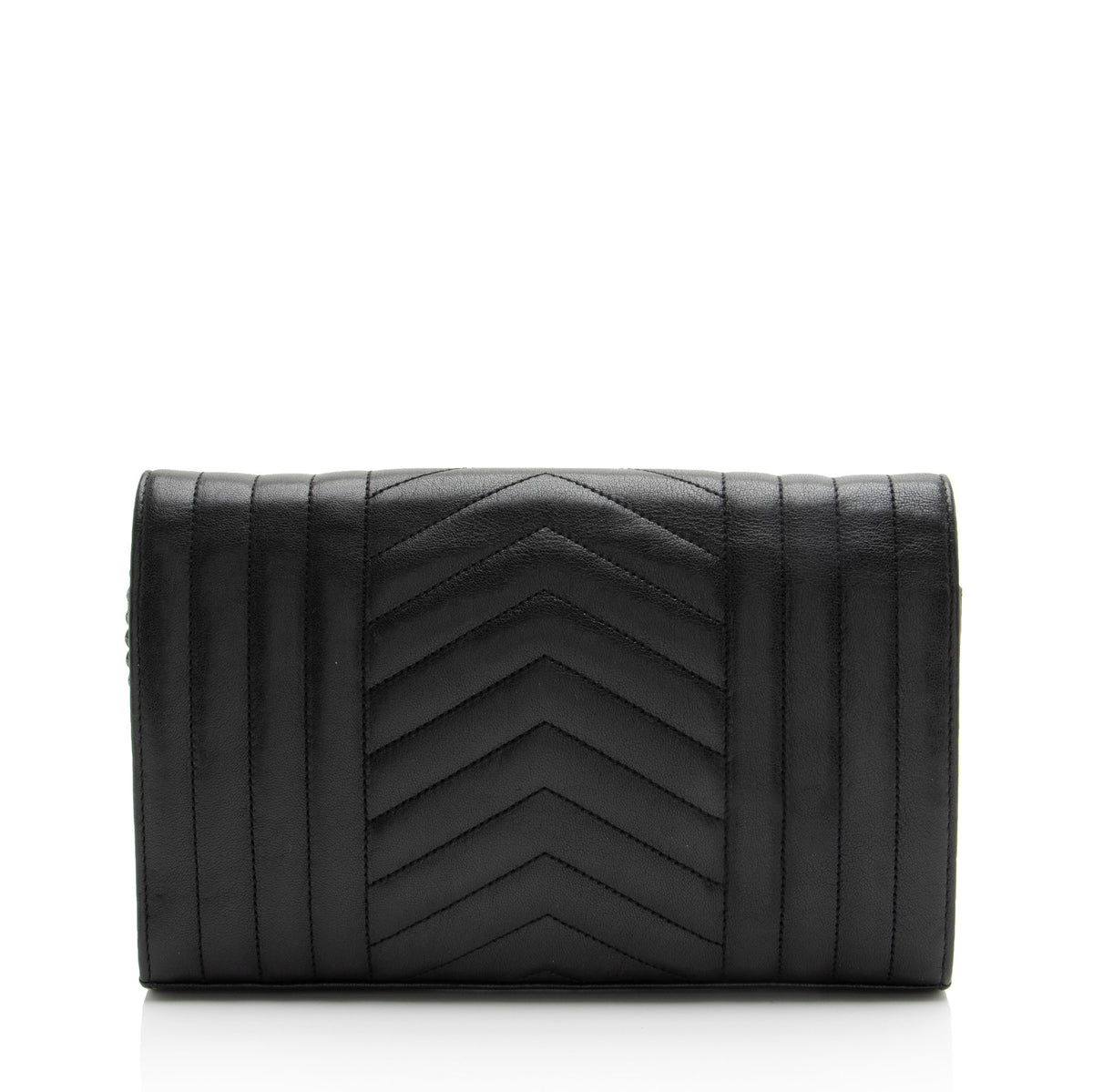 Saint Laurent Mixed Matelasse Leather Monogram Chain Wallet
