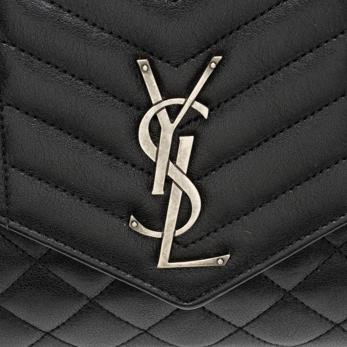 Saint Laurent Mixed Matelasse Leather Monogram Chain Wallet