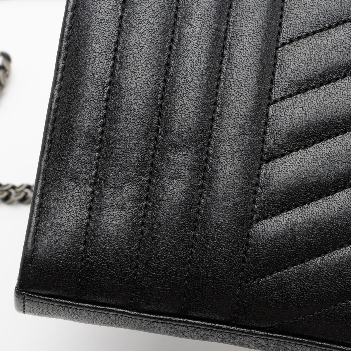 Saint Laurent Mixed Matelasse Leather Monogram Chain Wallet