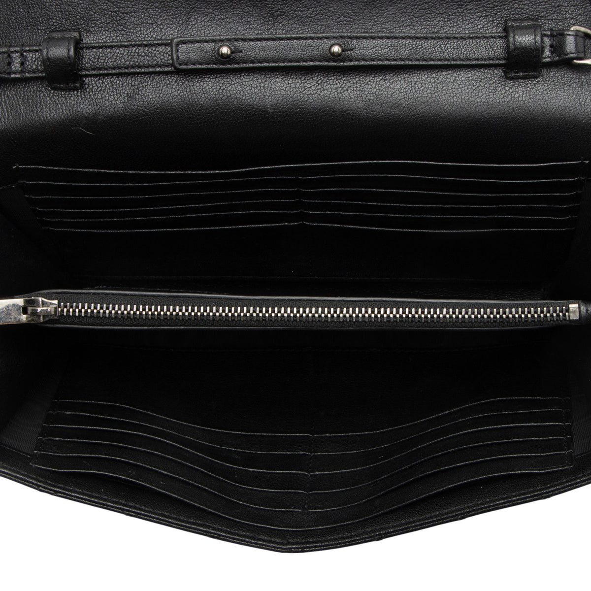 Saint Laurent Mixed Matelasse Leather Monogram Chain Wallet