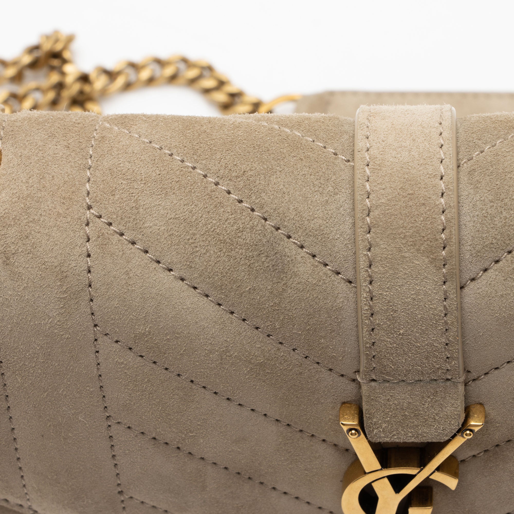 Saint Laurent Mixed Matelasse Suede Monogram Small Shoulder Bag