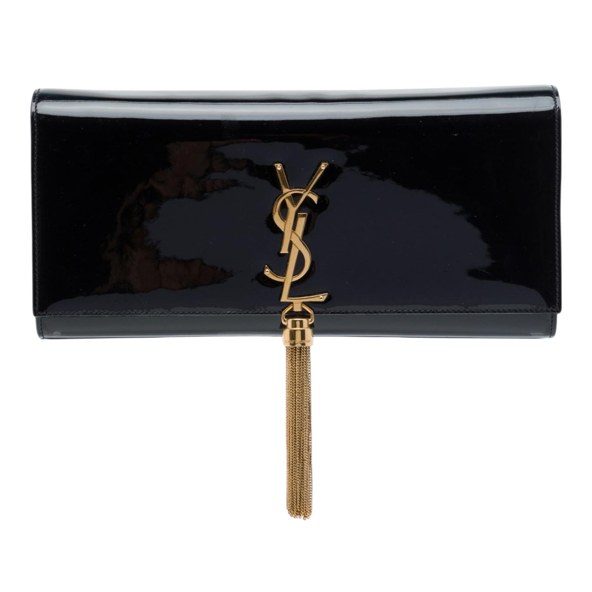 Saint Laurent Patent Cassandre Tassel Clutch
