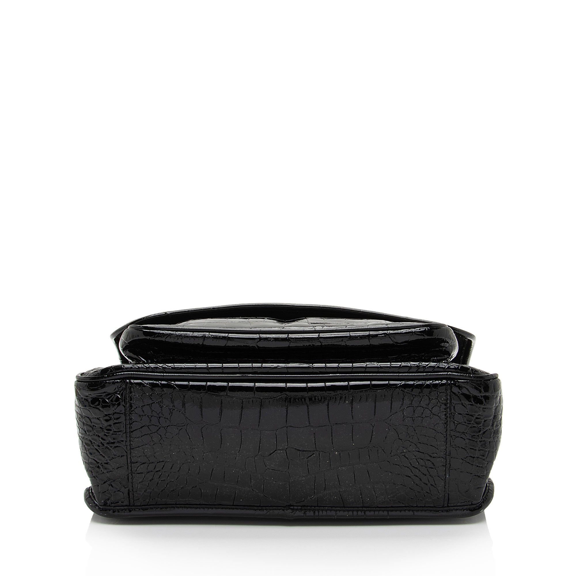 Saint Laurent Patent Croc Embossed Leather Monogram Niki Medium Shoulder Bag (SHF-zhfiM7)