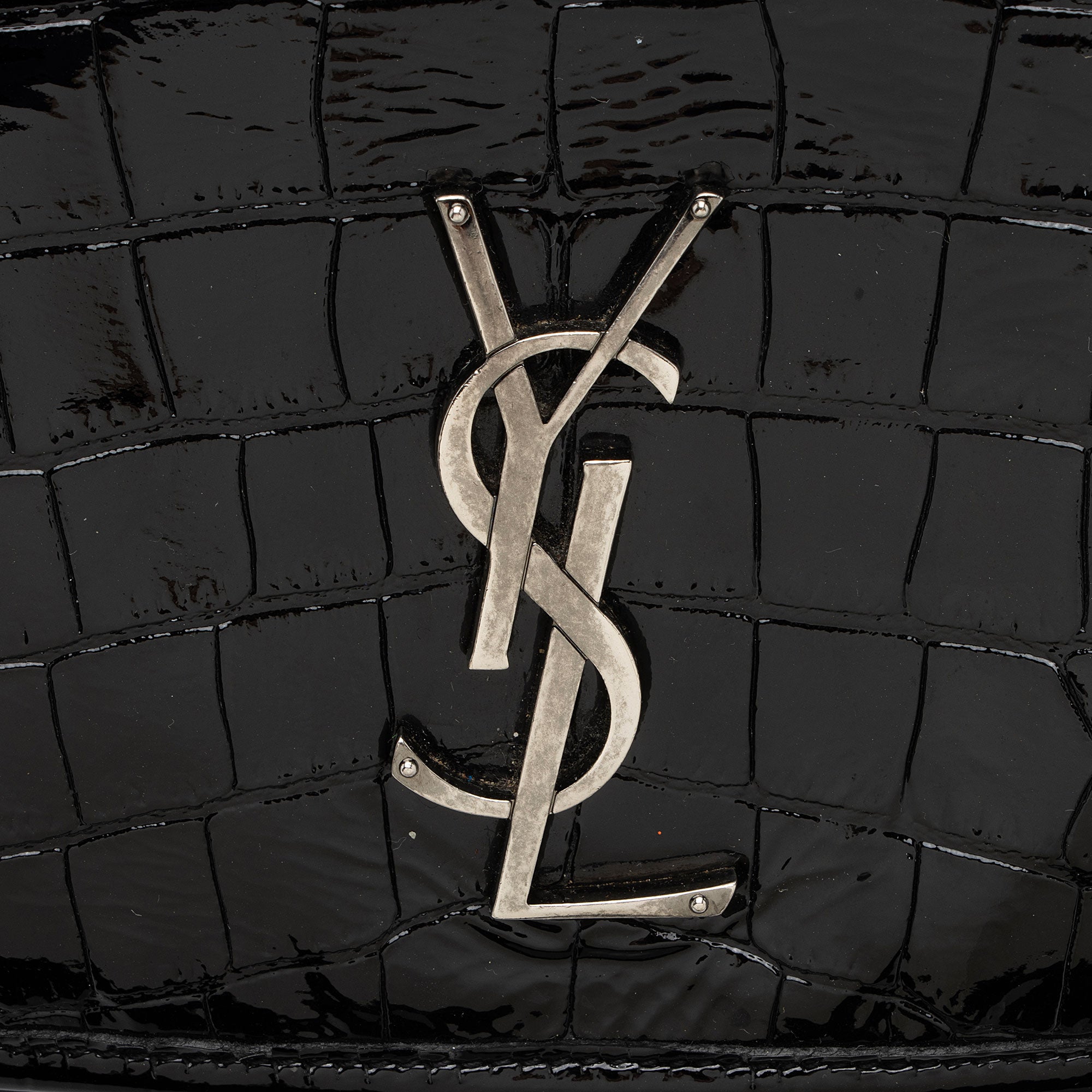 Saint Laurent Patent Croc Embossed Leather Monogram Niki Medium Shoulder Bag (SHF-zhfiM7)