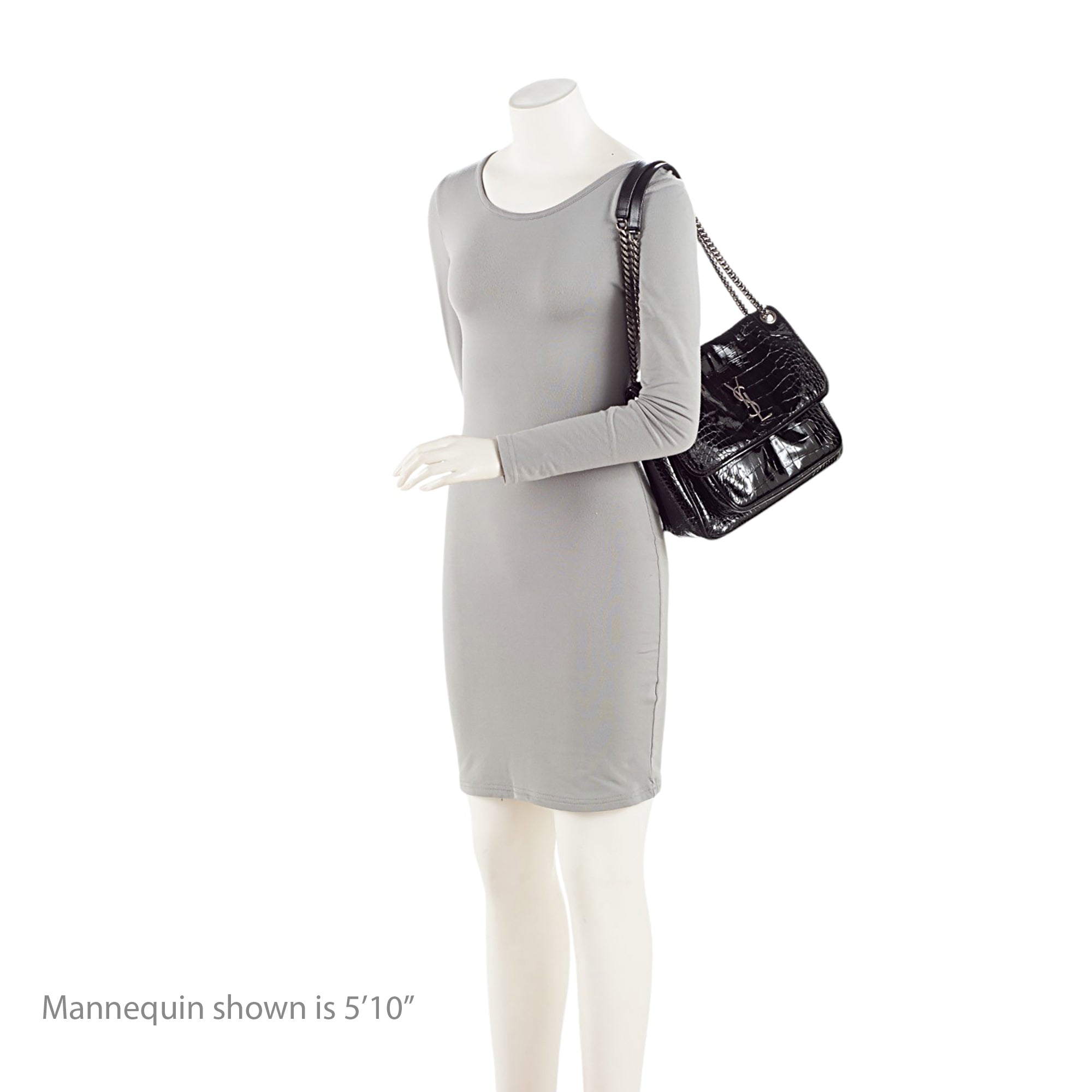 Saint Laurent Patent Croc Embossed Leather Monogram Niki Medium Shoulder Bag (SHF-zhfiM7)