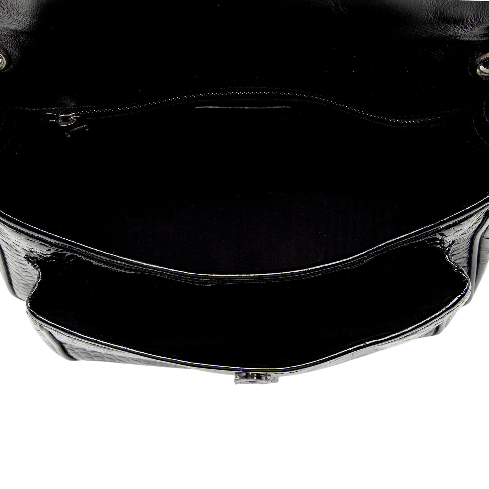 Saint Laurent Patent Croc Embossed Leather Monogram Niki Medium Shoulder Bag