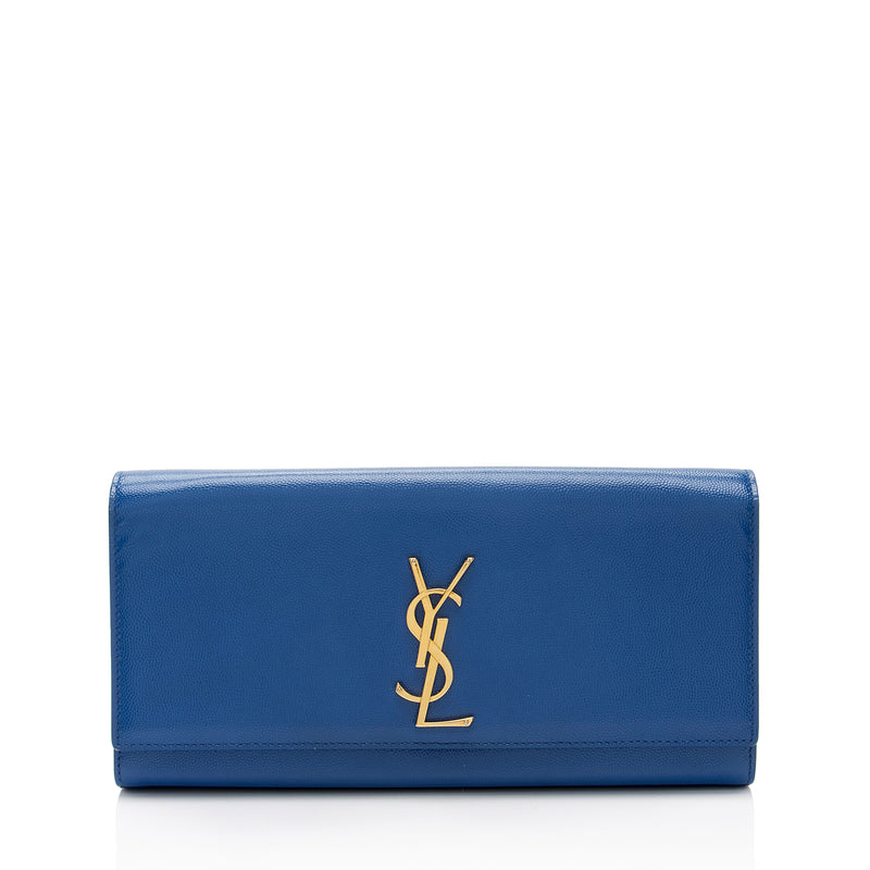 Saint Laurent Patent Leather Grain de Poudre Monogram Kate Clutch (SHF-S0NwZU)