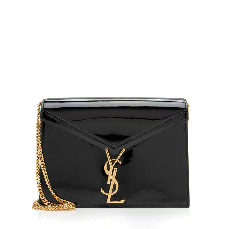 Saint Laurent Patent Leather Monogram Cassandra Medium Chain Bag (SHF- –  LuxeDH