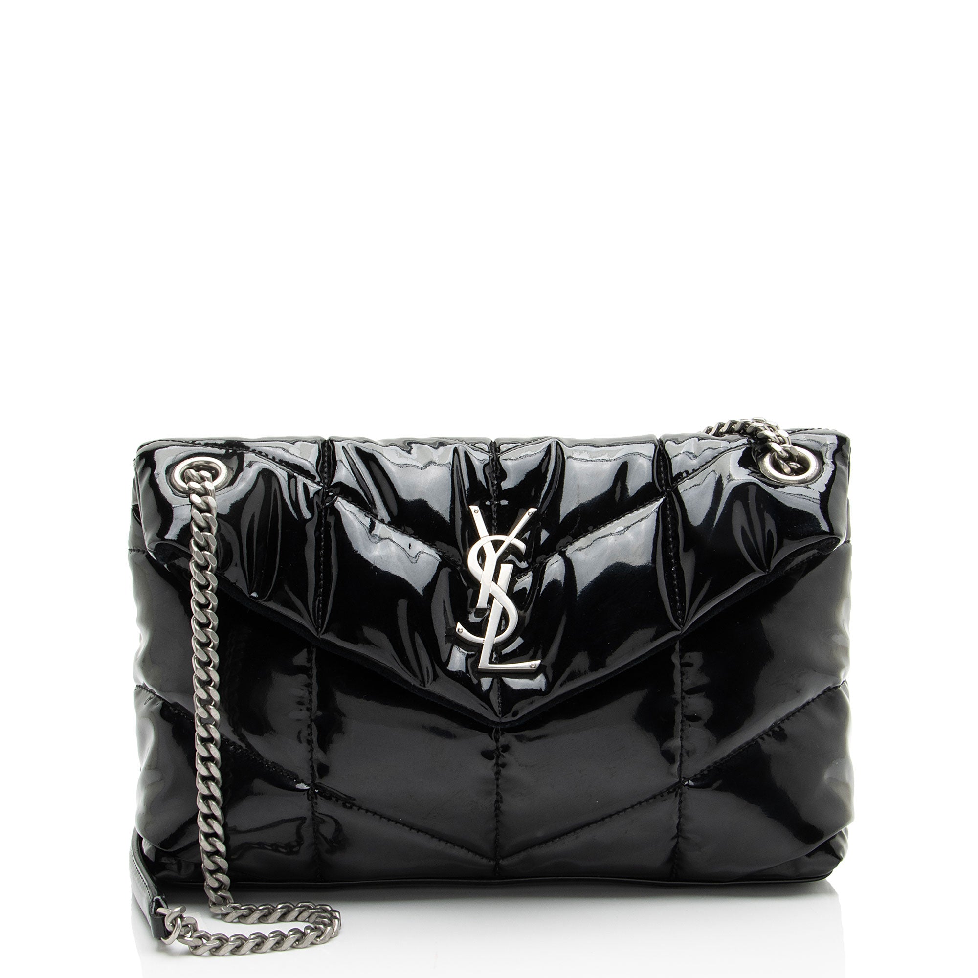 Saint Laurent Patent Leather Monogram Puffer LouLou Small Shoulder Bag