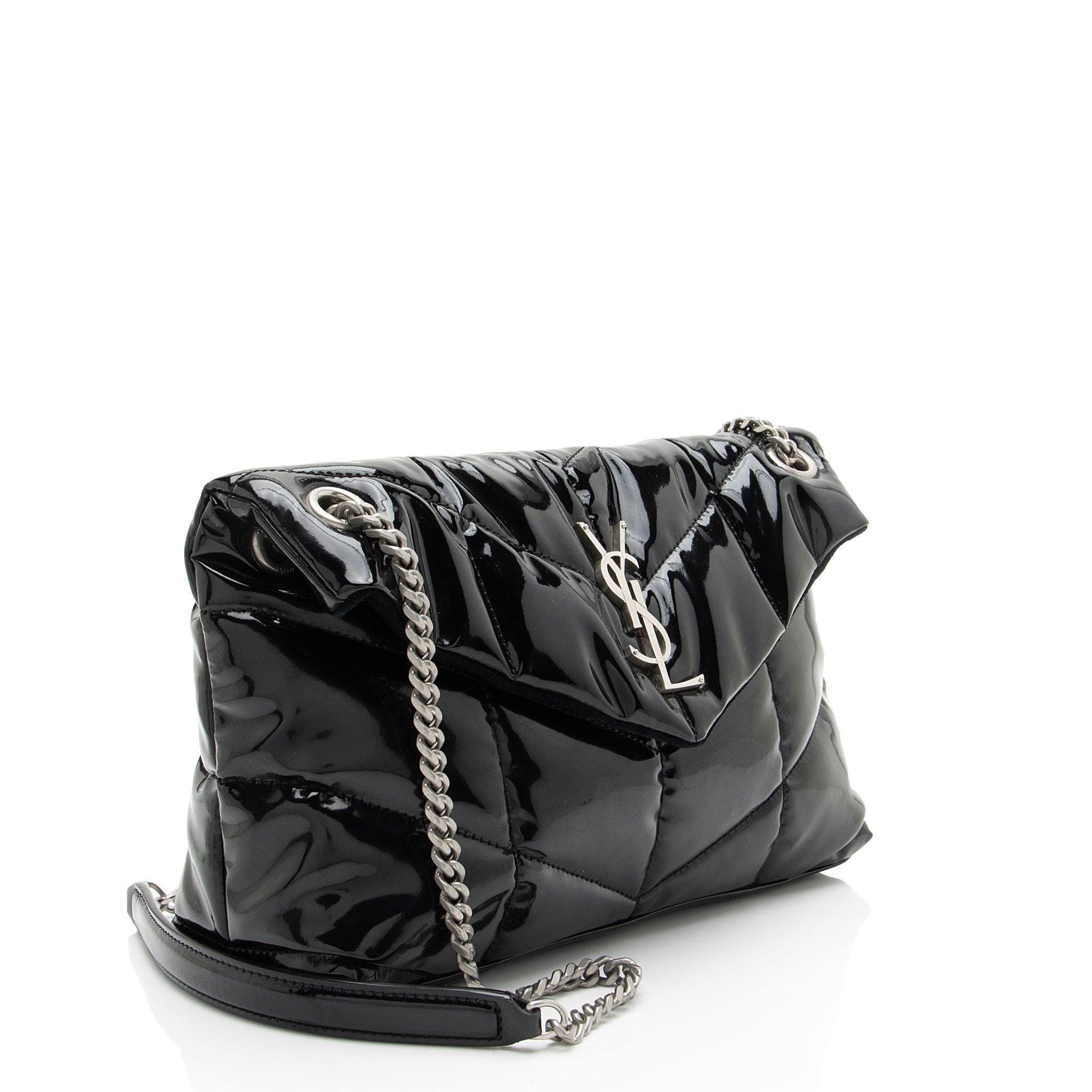 Saint Laurent Patent Leather Monogram Puffer LouLou Small Shoulder Bag