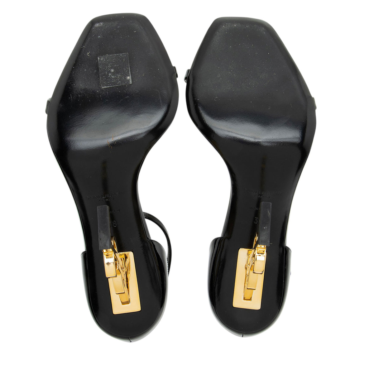 Saint Laurent Patent Leather Opyum Sandals - Size 8 / 38