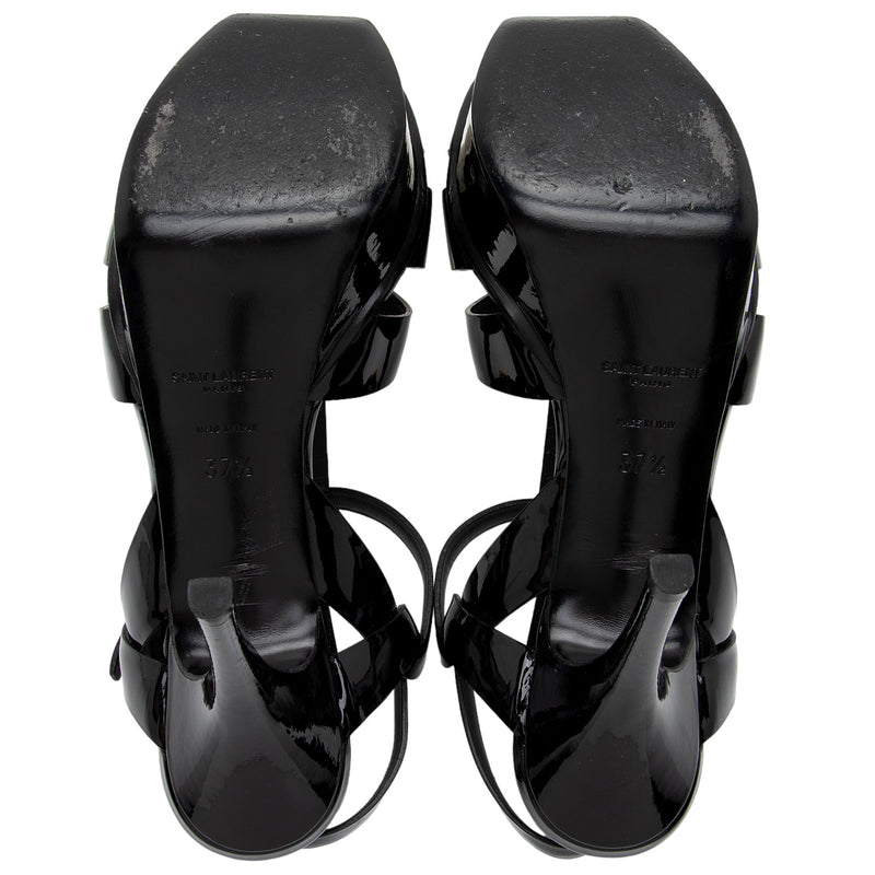 Saint Laurent Patent Leather Tribute Platform Sandals - Size 7.5 / 37.5 (SHF-xmu793)