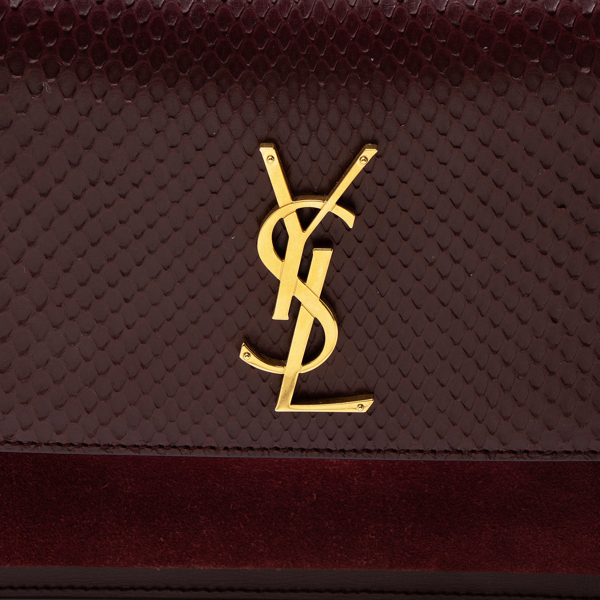 Saint Laurent Python Suede Monogram Sunset Medium Shoulder Bag