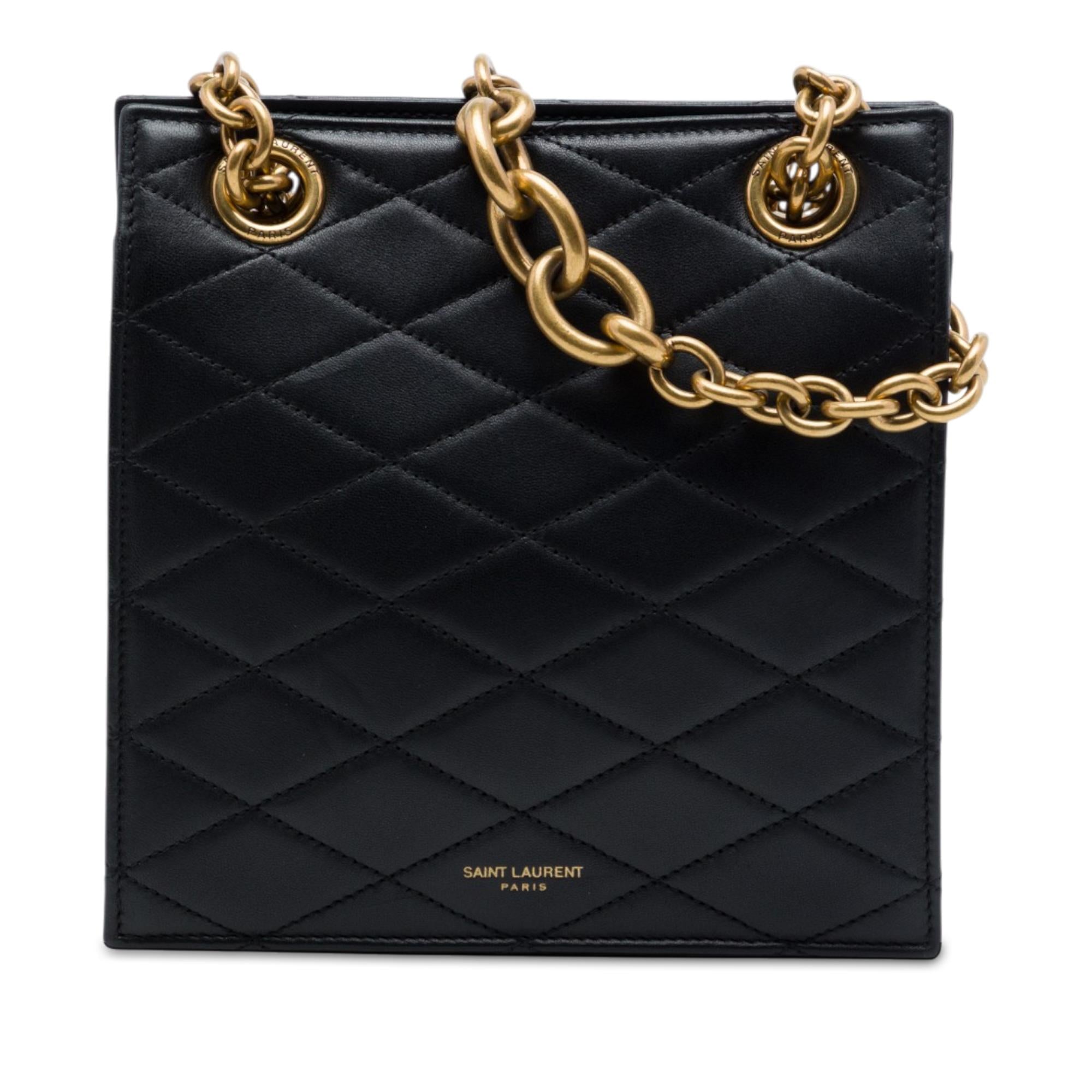 Saint Laurent Quilted Calfskin Le Maillon Square Chain Crossbody