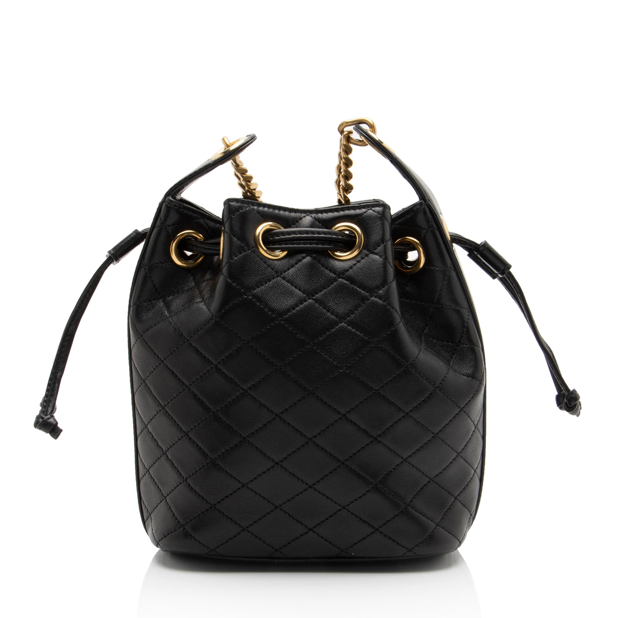 Saint Laurent Quilted Lambskin Cassandre Small Bucket Bag