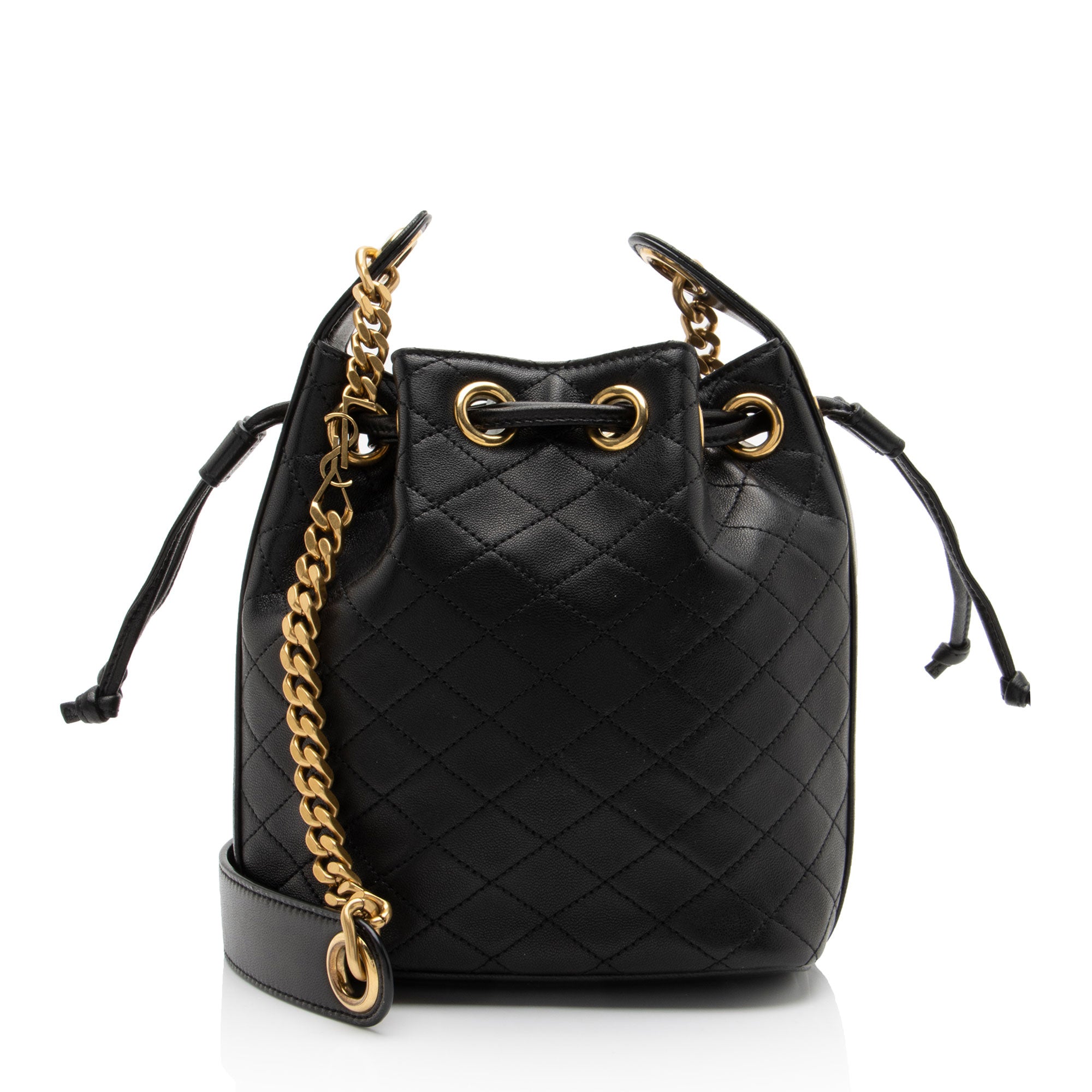 Saint Laurent Quilted Lambskin Cassandre Small Bucket Bag