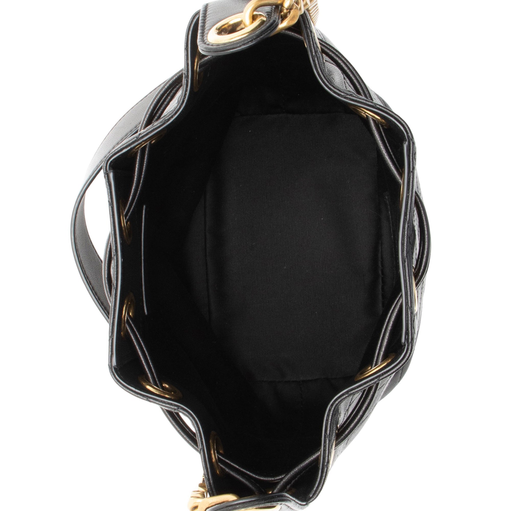 Saint Laurent Quilted Lambskin Cassandre Small Bucket Bag