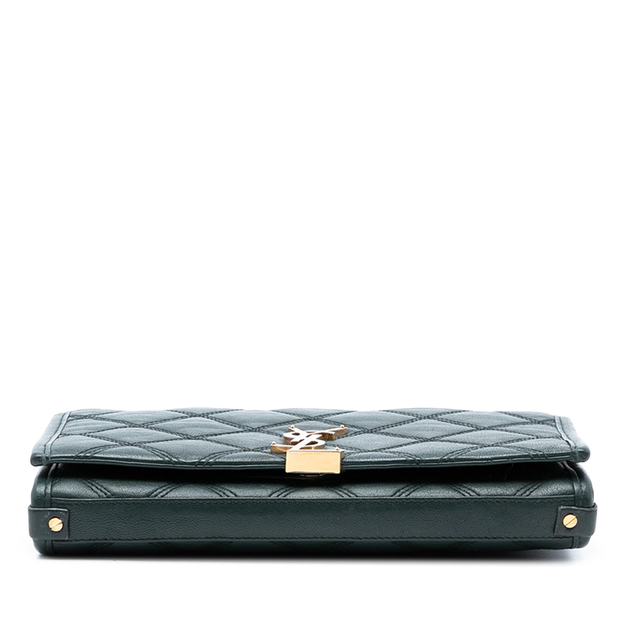 Saint Laurent Quilted Lambskin Diamond Becky Chain Wallet