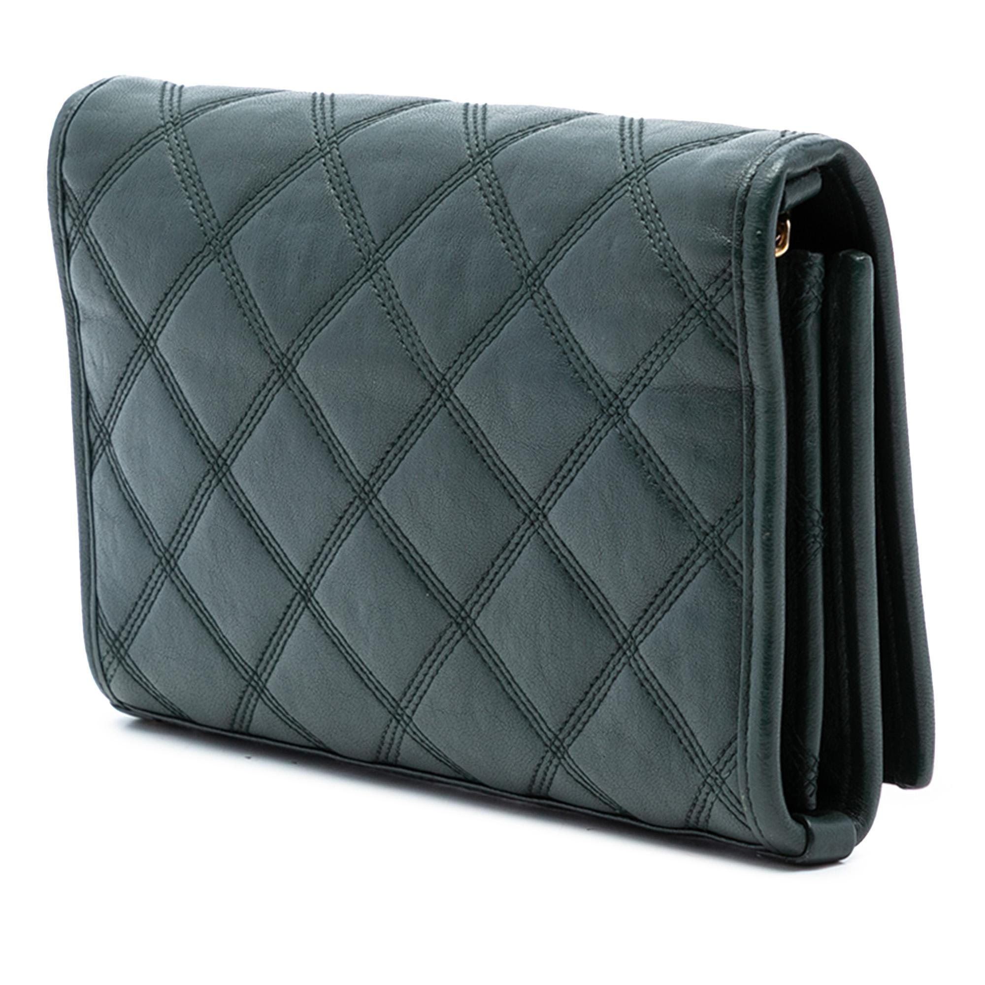 Saint Laurent Quilted Lambskin Diamond Becky Chain Wallet