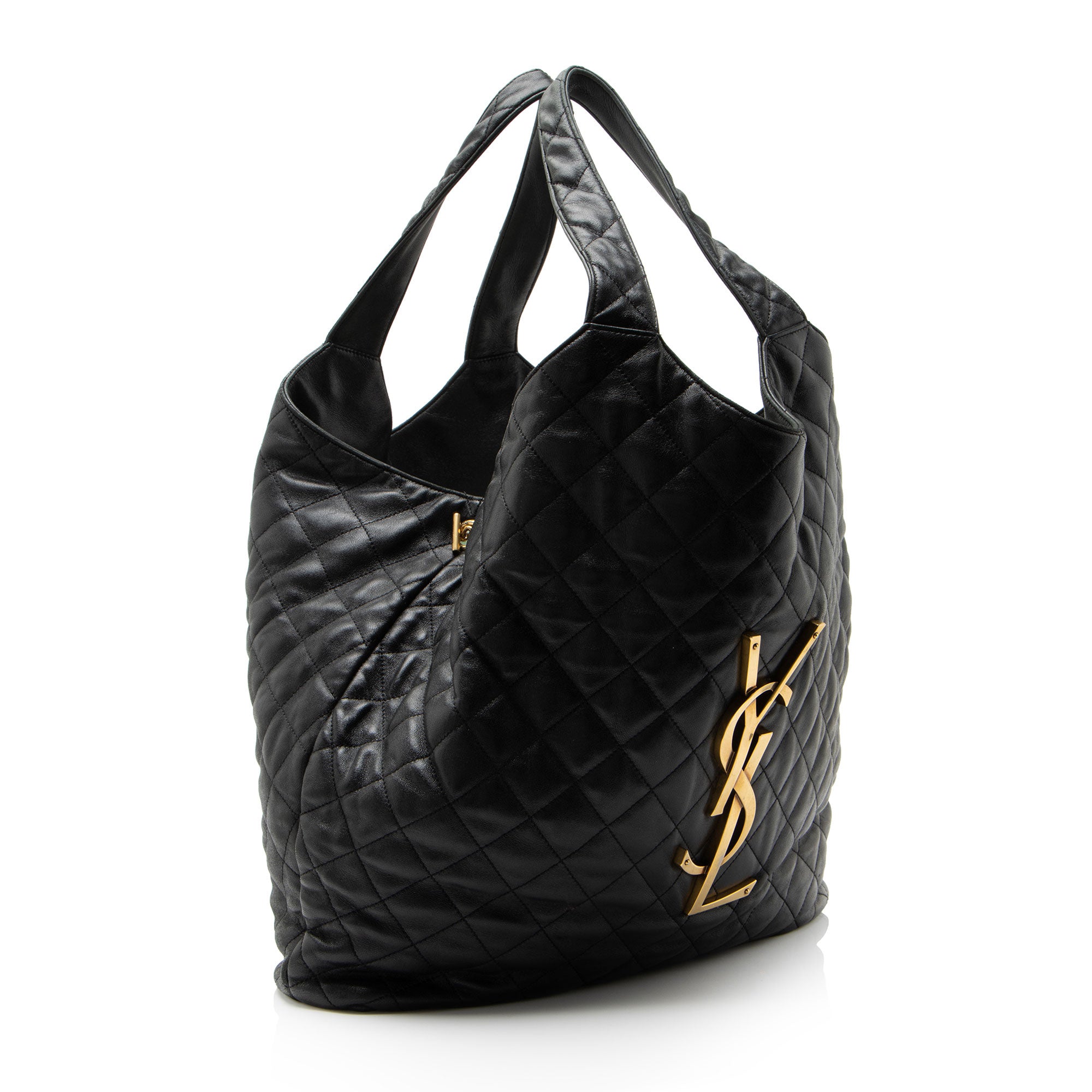 Saint Laurent Quilted Lambskin Monogram Icare Maxi Shopping Tote