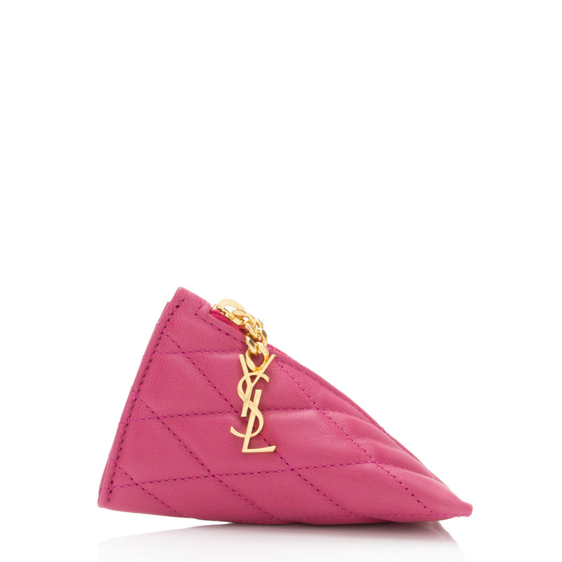 Saint Laurent Quilted Lambskin Triangle Charm (SHF-ptmawZ)