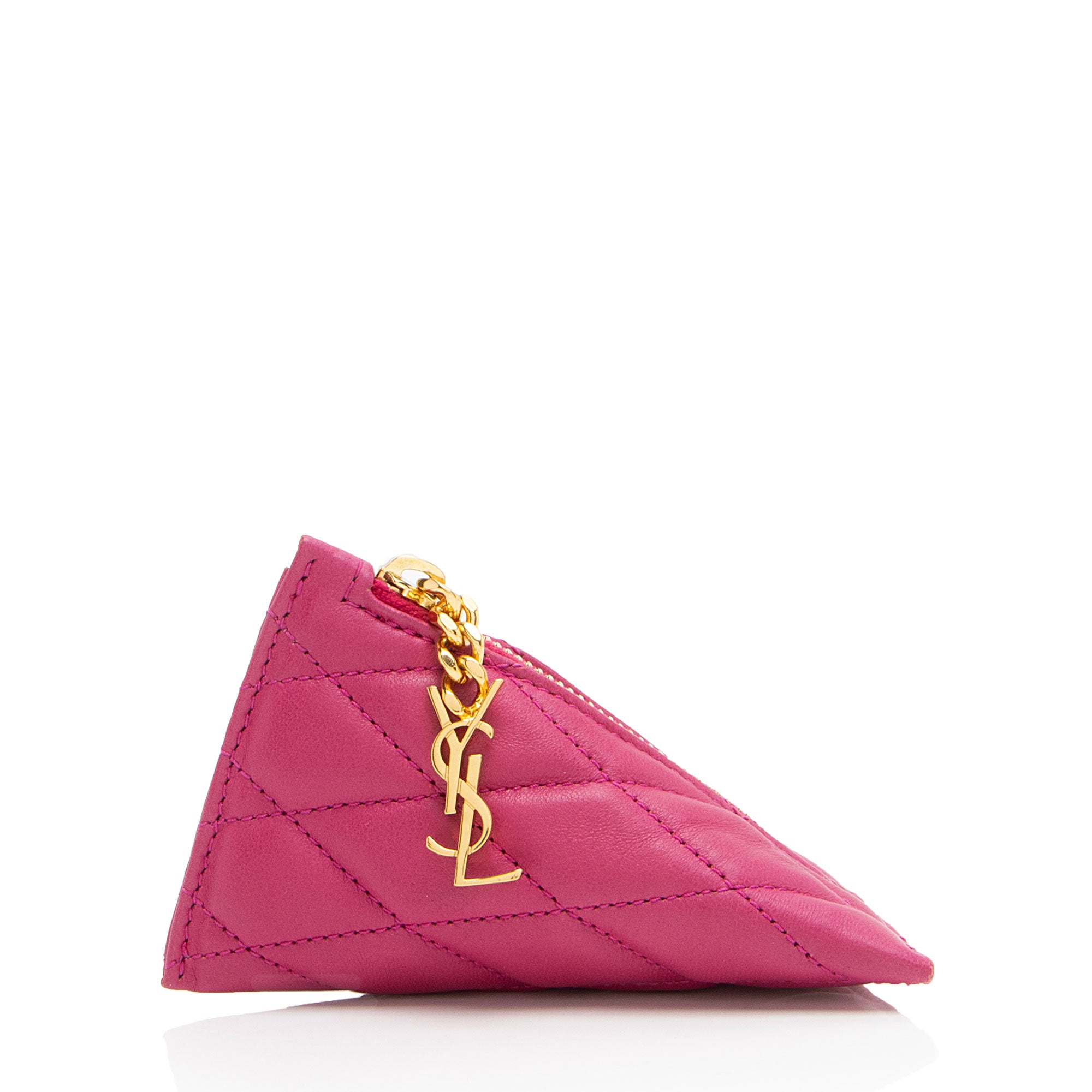 Saint Laurent Quilted Lambskin Triangle Charm