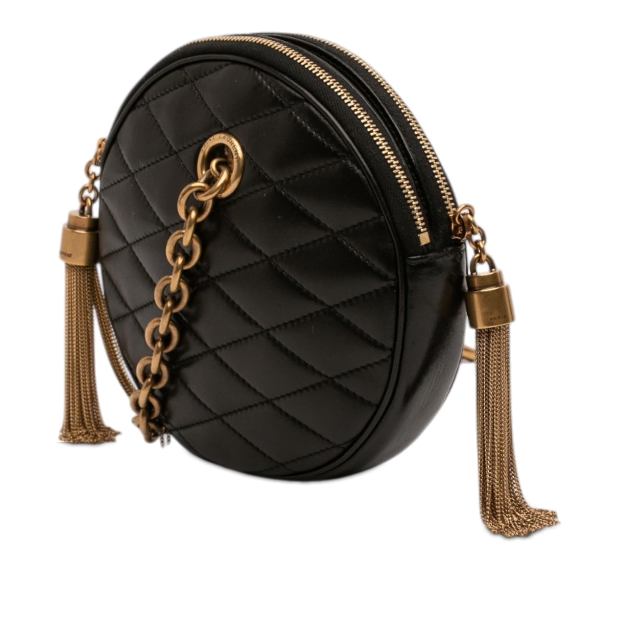 Saint Laurent Quilted Le Maillon Round Tassel Chain Crossbody