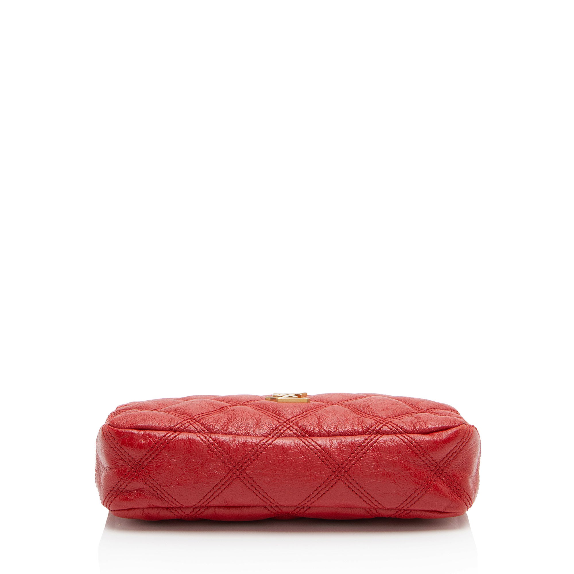 Saint Laurent Quilted Leather Monogram Becky Mini Double Zip Pouch