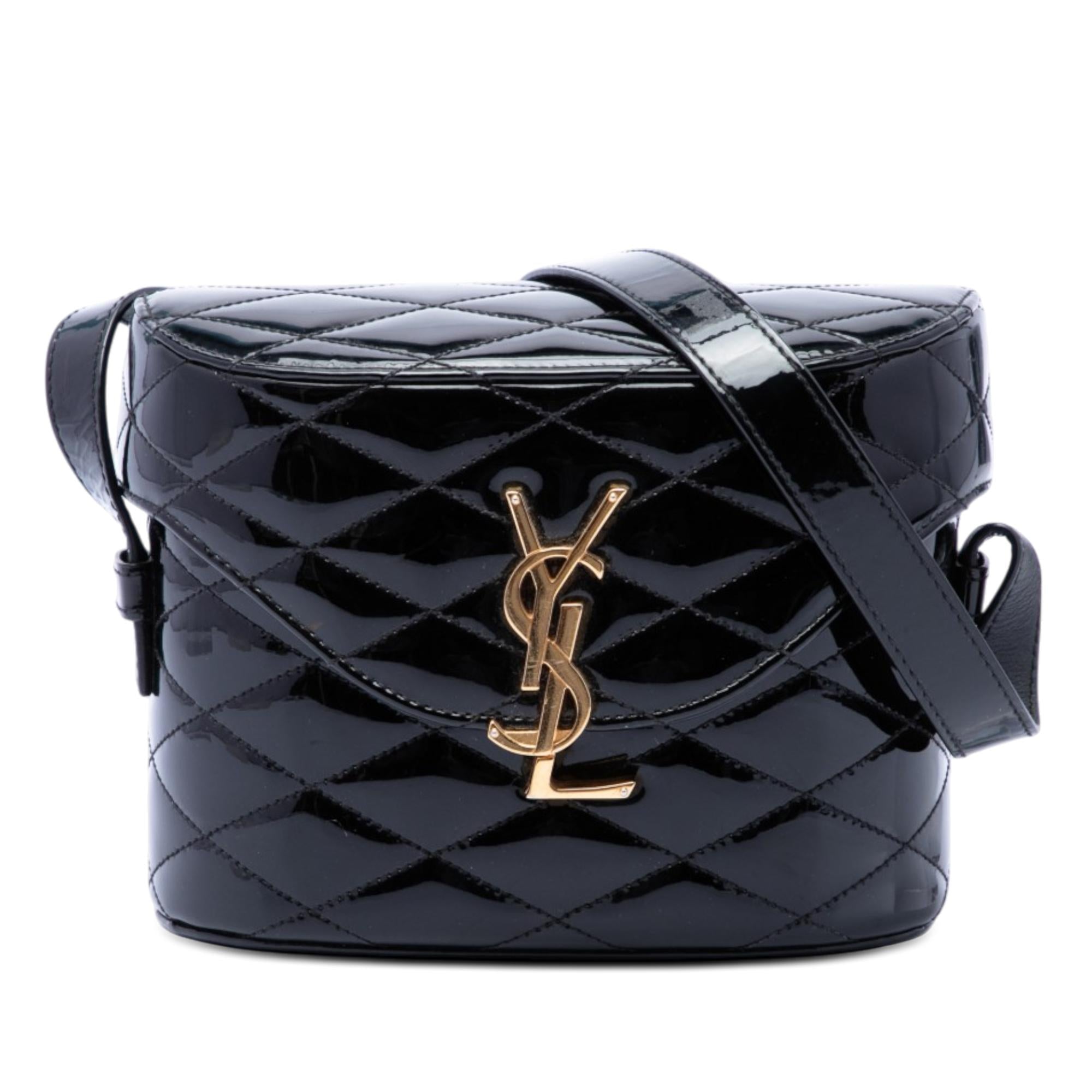 Saint Laurent Quilted Patent Monogram June Box Crossbody