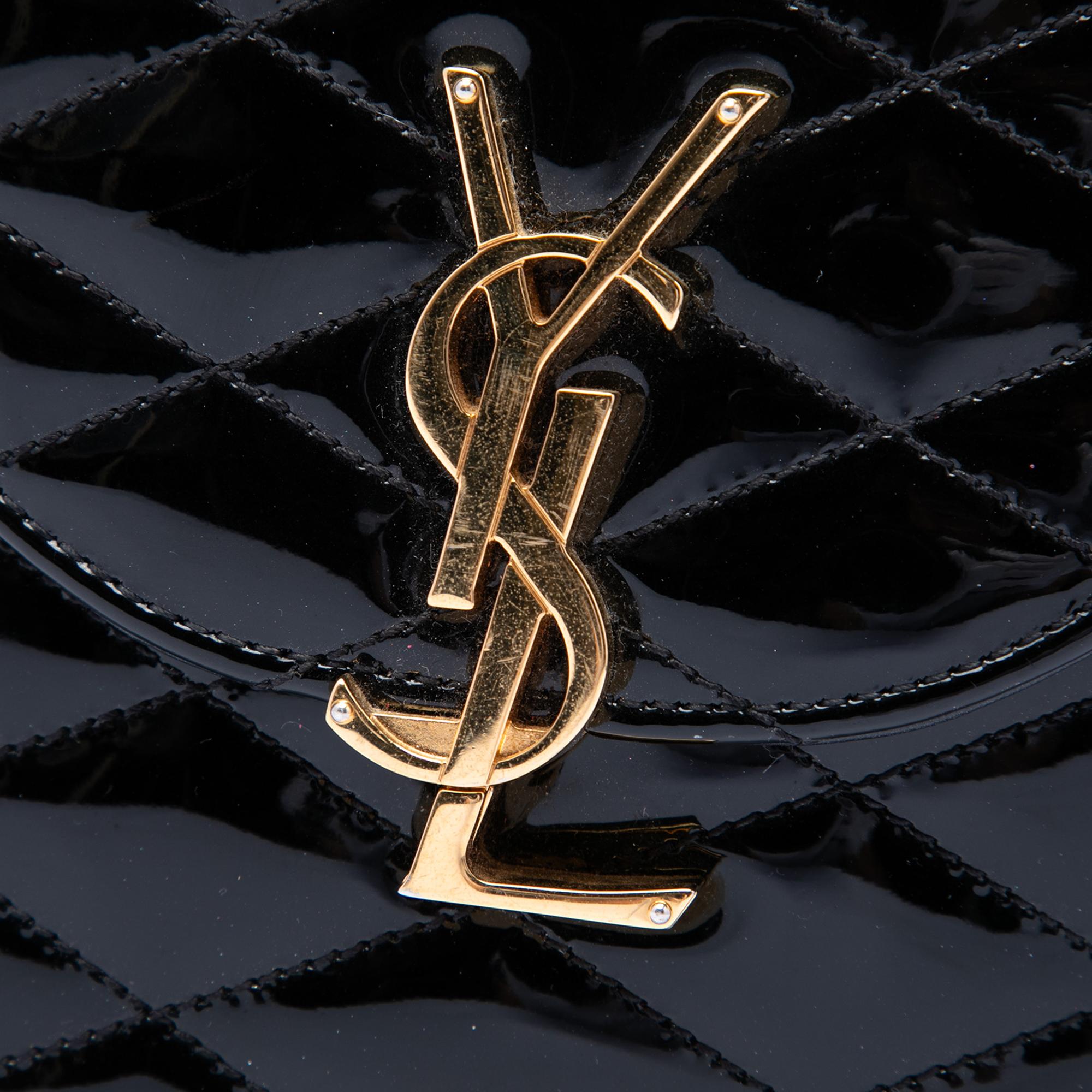 Saint Laurent Quilted Patent Monogram June Box Crossbody
