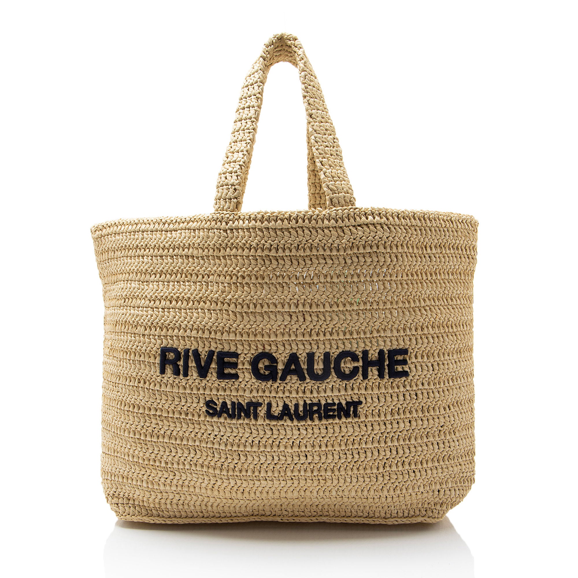 Saint Laurent Raffia Crochet Rive Gauche Tote