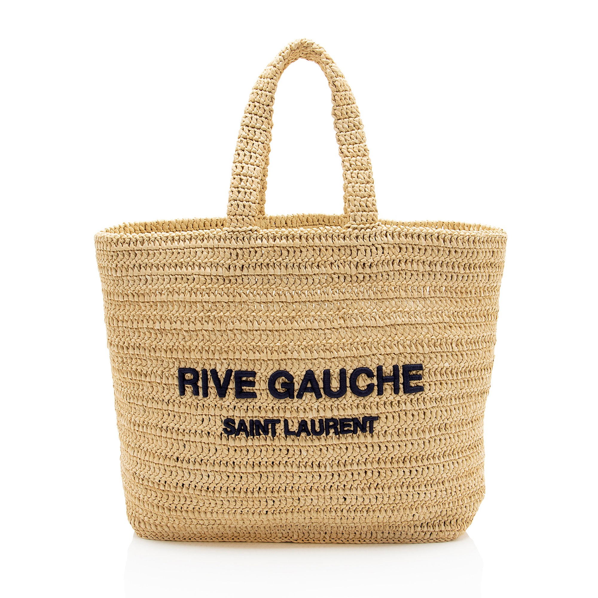 Saint Laurent Raffia Crochet Rive Gauche Tote