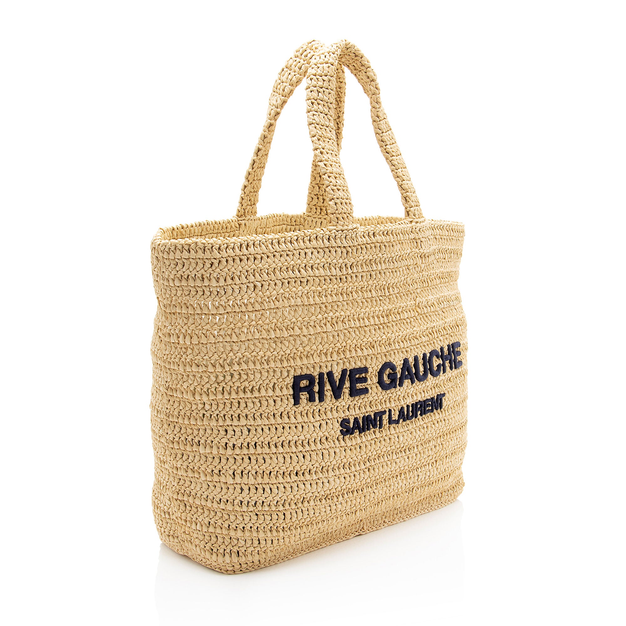Saint Laurent Raffia Crochet Rive Gauche Tote