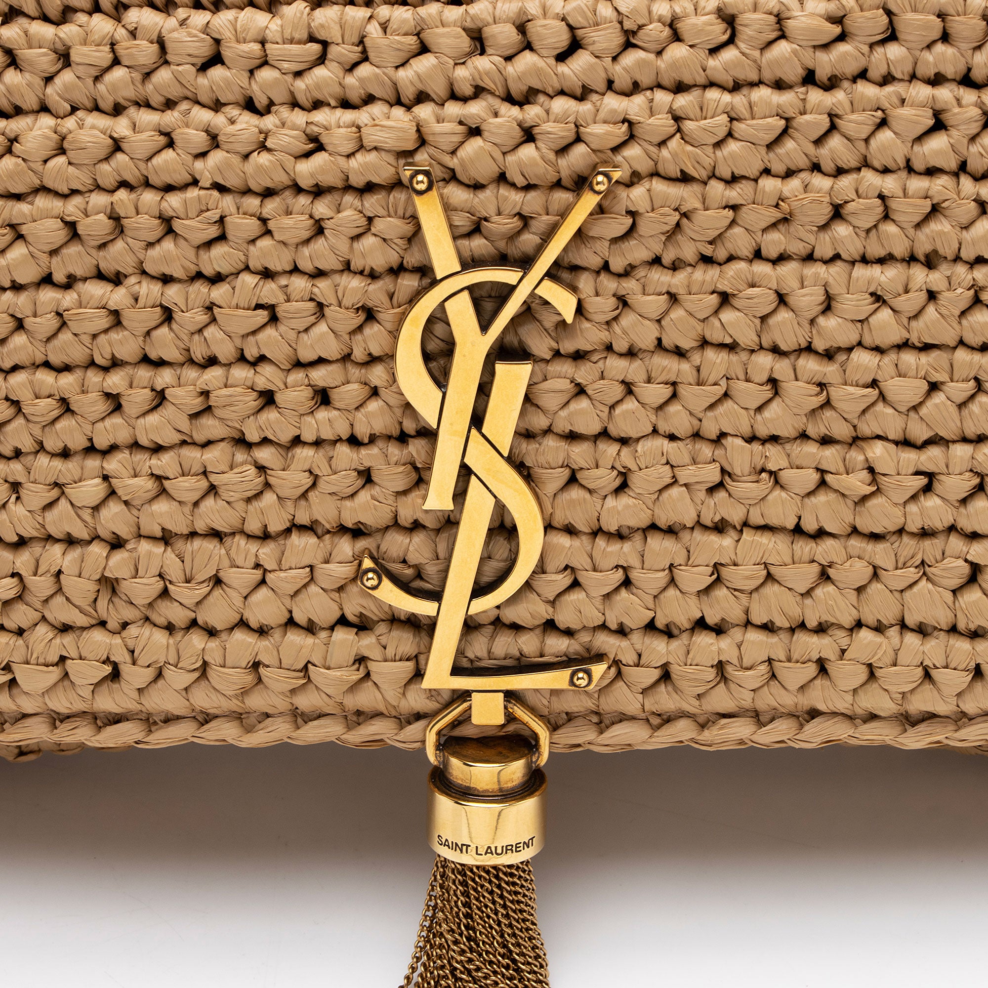 Saint Laurent Raffia Kate 99 Tassel Shoulder Bag