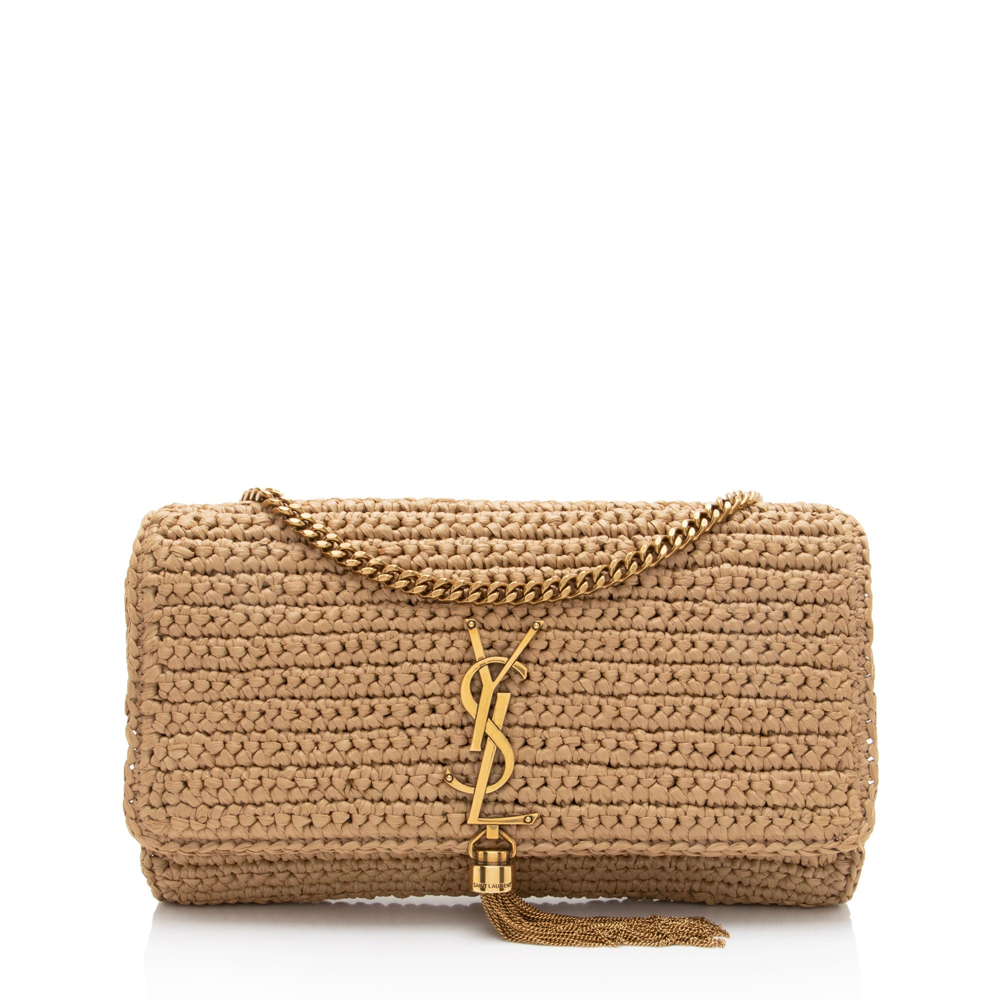 Saint Laurent Raffia Kate 99 Tassel Shoulder Bag