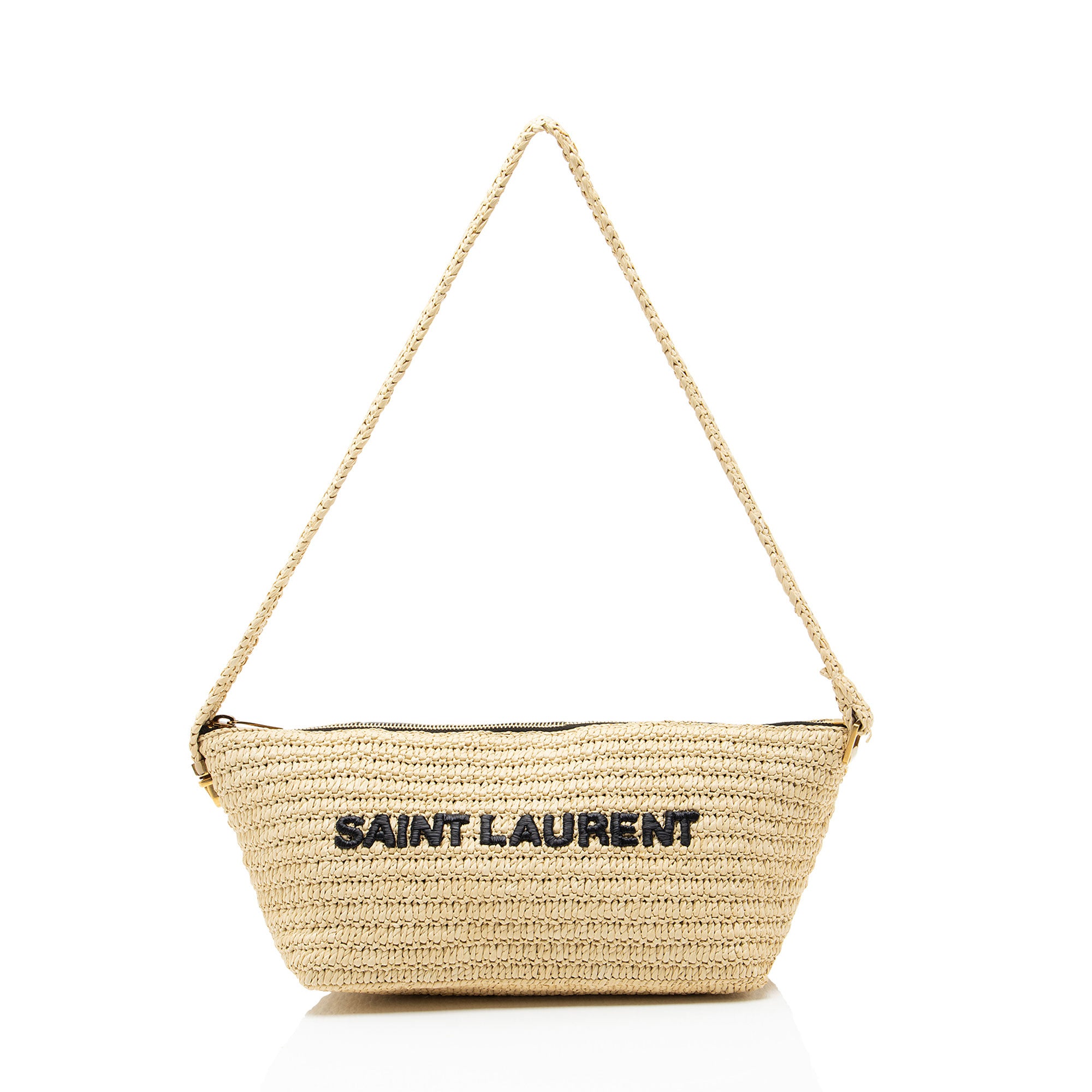 Saint Laurent Raffia Le Tuc Shoulder Bag