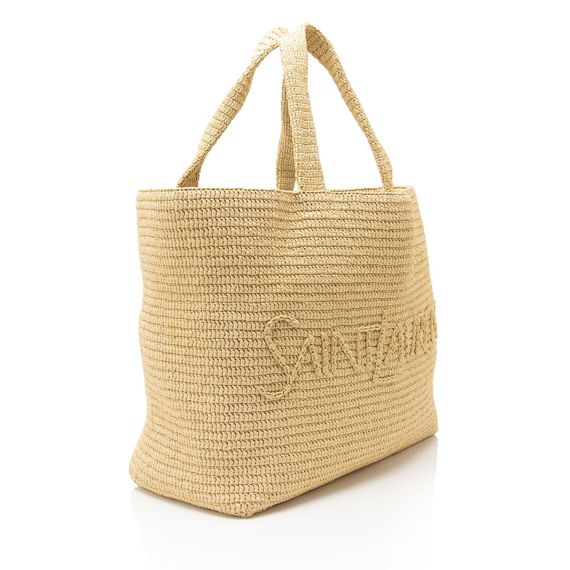 Saint Laurent Raffia Logo Tote